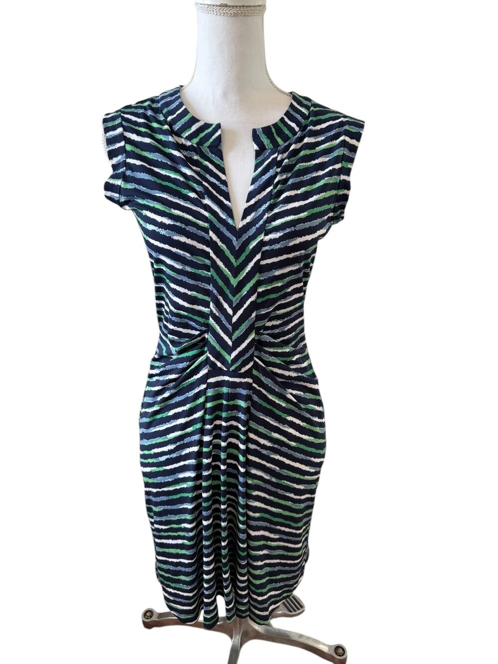 BCBGMAXAZRIA Lou Lou Watercolor Ink Mini Dress Blue Green S